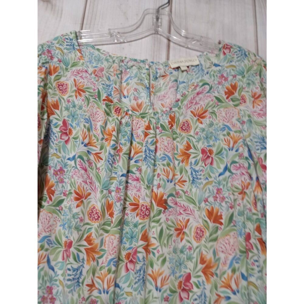 Cynthia Rowley Shirt‎ Ladies Large Orange Floral - Picture 3 of 8